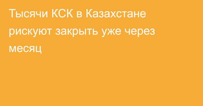 Тысячи КСК в Казахстане рискуют закрыть уже через месяц