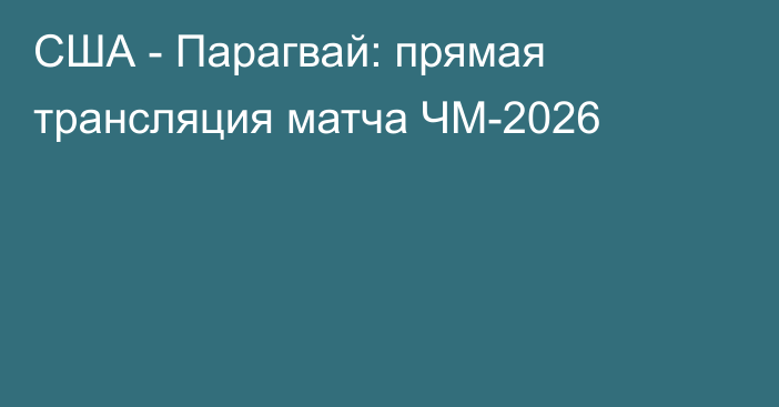 США - Парагвай: прямая трансляция матча ЧМ-2026