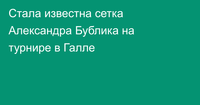 Стала известна сетка Александра Бублика на турнире в Галле