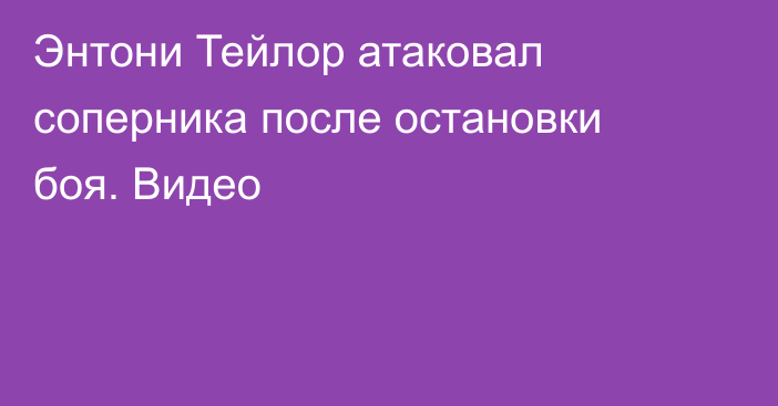 Энтони Тейлор атаковал соперника после остановки боя. Видео