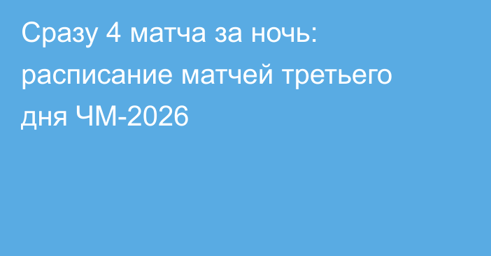 Сразу 4 матча за ночь: расписание матчей третьего дня ЧМ-2026