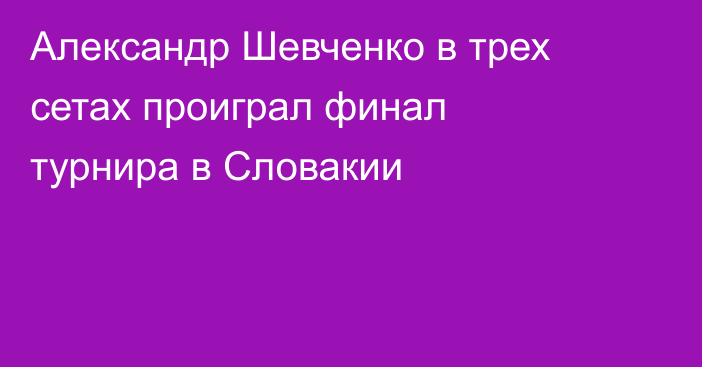 Александр Шевченко в трех сетах проиграл финал турнира в Словакии