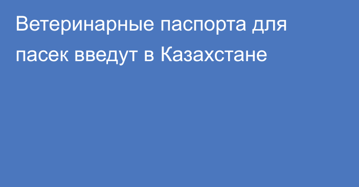 Ветеринарные паспорта для пасек введут в Казахстане