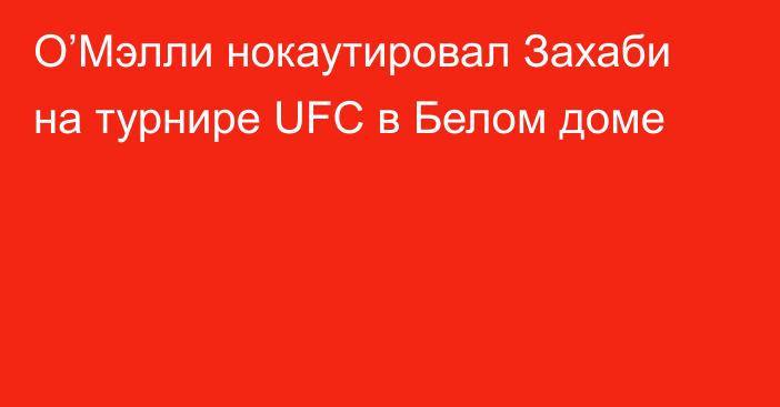 О’Мэлли нокаутировал Захаби на турнире UFC в Белом доме