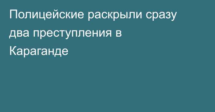Полицейские раскрыли сразу два преступления в Караганде