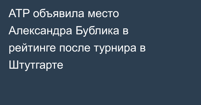 ATP объявила место Александра Бублика в рейтинге после турнира в Штутгарте