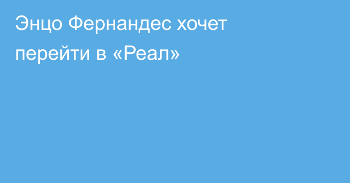 Энцо Фернандес хочет перейти в «Реал»