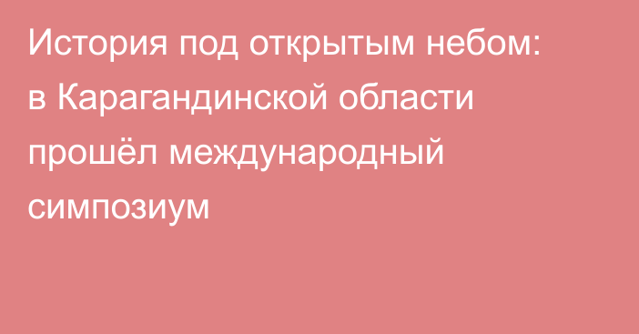 История под открытым небом: в Карагандинской области прошёл международный симпозиум