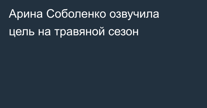 Арина Соболенко озвучила цель на травяной сезон