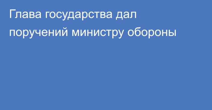 Глава государства дал поручений министру обороны