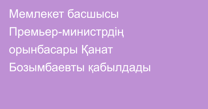Мемлекет басшысы Премьер-министрдің орынбасары Қанат Бозымбаевты қабылдады