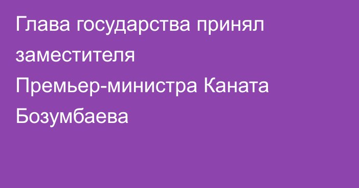 Глава государства принял заместителя Премьер-министра Каната Бозумбаева