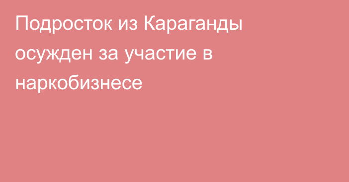 Подросток из Караганды осужден за участие в наркобизнесе