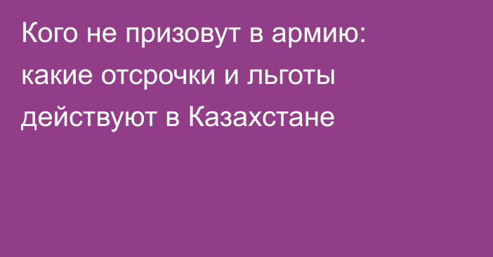 Кого не призовут в армию: какие отсрочки и льготы действуют в Казахстане