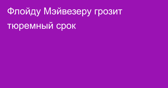 Флойду Мэйвезеру грозит тюремный срок