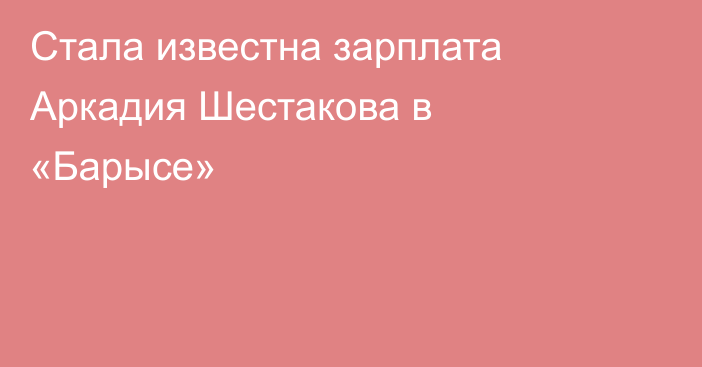 Стала известна зарплата Аркадия Шестакова в «Барысе»