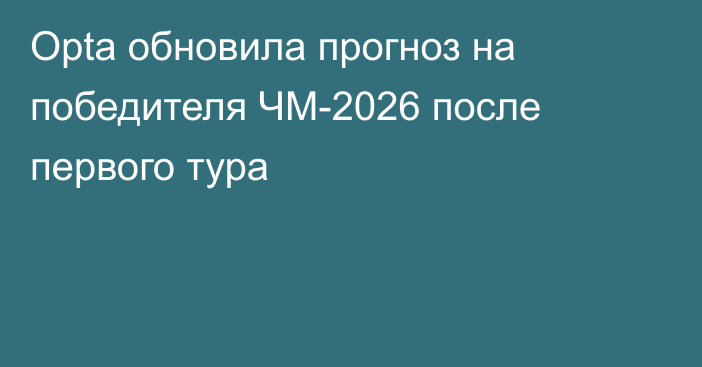 Opta обновила прогноз на победителя ЧМ-2026 после первого тура