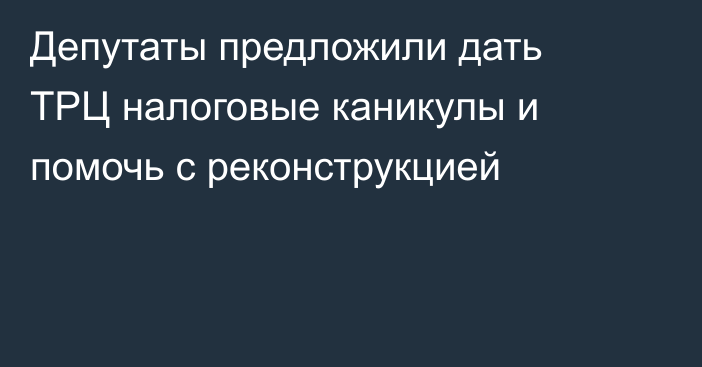 Депутаты предложили дать ТРЦ налоговые каникулы и помочь с реконструкцией