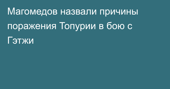 Магомедов назвали причины поражения Топурии в бою с Гэтжи