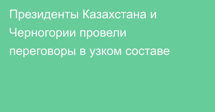 Президенты Казахстана и Черногории провели переговоры в узком составе