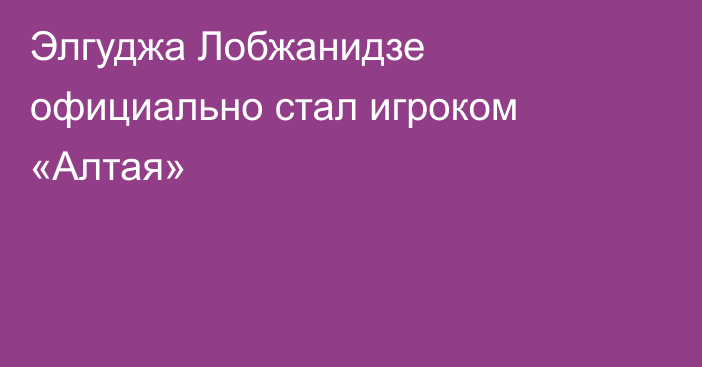 Элгуджа Лобжанидзе официально стал игроком «Алтая»