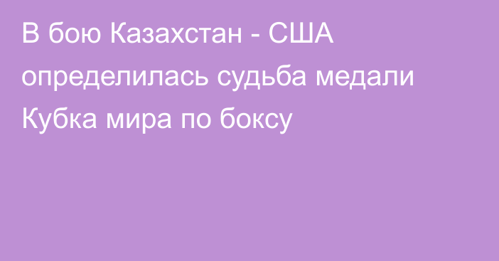 В бою Казахстан - США определилась судьба медали Кубка мира по боксу