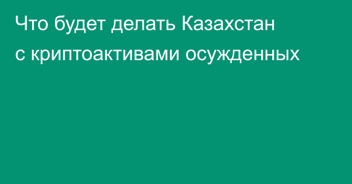 Что будет делать Казахстан с криптоактивами осужденных