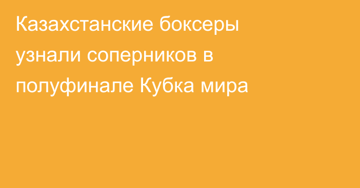 Казахстанские боксеры узнали соперников в полуфинале Кубка мира