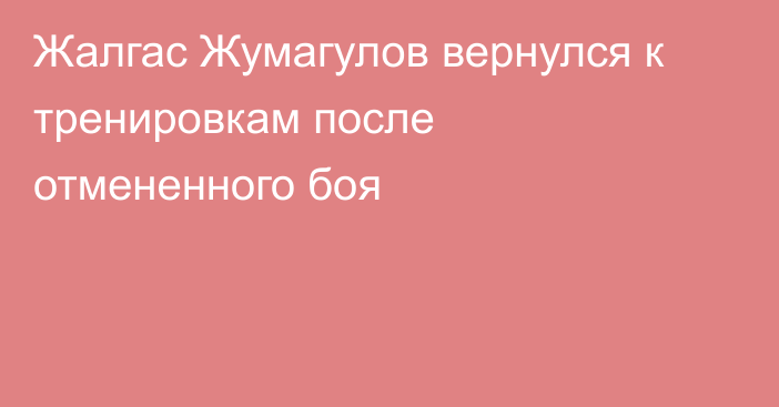 Жалгас Жумагулов вернулся к тренировкам после отмененного боя