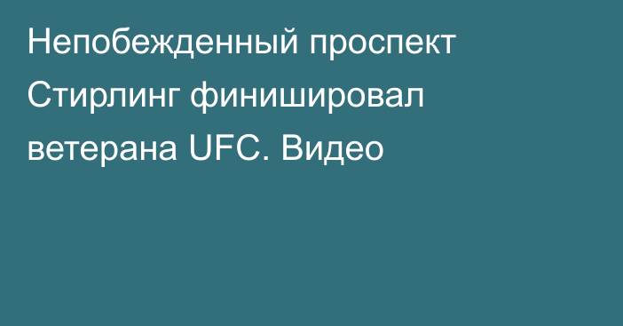 Непобежденный проспект Стирлинг финишировал ветерана UFC. Видео