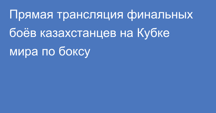 Прямая трансляция финальных боёв казахстанцев на Кубке мира по боксу
