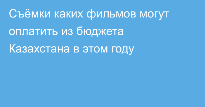 Съёмки каких фильмов могут оплатить из бюджета Казахстана в этом году