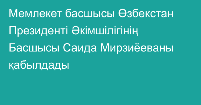 Мемлекет басшысы Өзбекстан Президенті Әкімшілігінің Басшысы Саида Мирзиёеваны қабылдады
