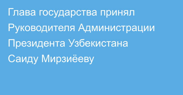 Глава государства принял Руководителя Администрации Президента Узбекистана Саиду Мирзиёеву