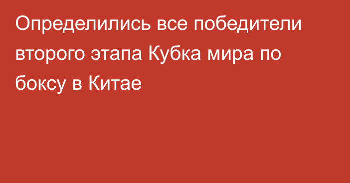 Определились все победители второго этапа Кубка мира по боксу в Китае