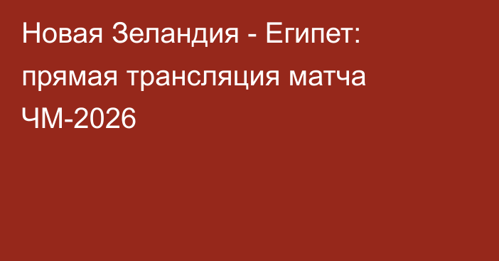 Новая Зеландия - Египет: прямая трансляция матча ЧМ-2026