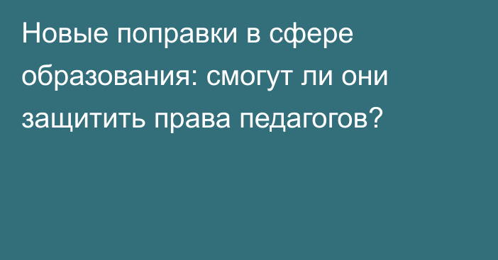 Новые поправки в сфере образования: смогут ли они защитить права педагогов?