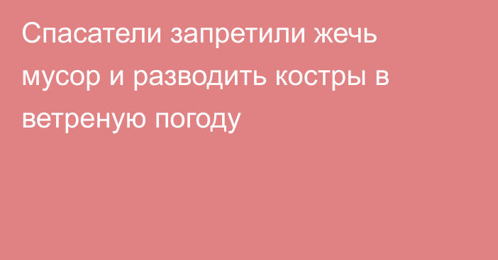 Спасатели запретили жечь мусор и разводить костры в ветреную погоду
