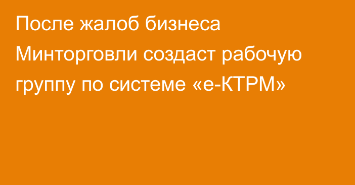 После жалоб бизнеса Минторговли создаст рабочую группу по системе «е-КТРМ»