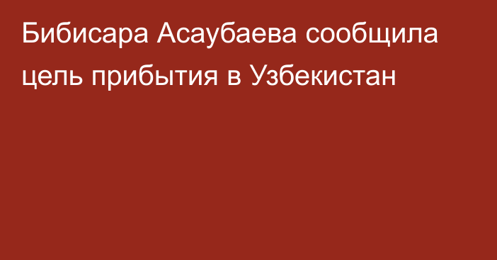 Бибисара Асаубаева сообщила цель прибытия в Узбекистан