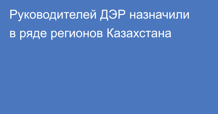 Руководителей ДЭР назначили в ряде регионов Казахстана