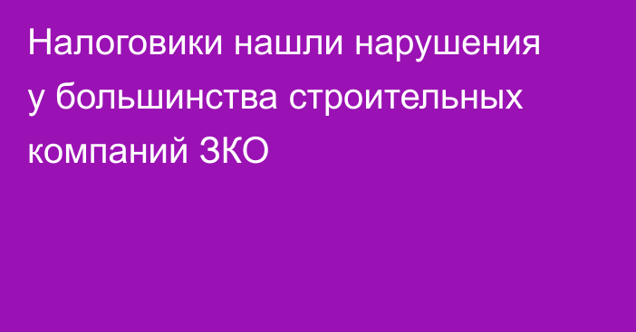 Налоговики нашли нарушения у большинства строительных компаний ЗКО