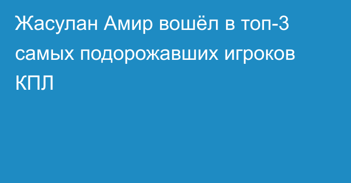 Жасулан Амир вошёл в топ-3 самых подорожавших игроков КПЛ