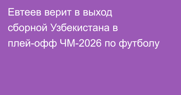 Евтеев верит в выход сборной Узбекистана в плей-офф ЧМ-2026 по футболу