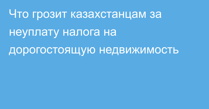 Что грозит казахстанцам за неуплату налога на дорогостоящую недвижимость