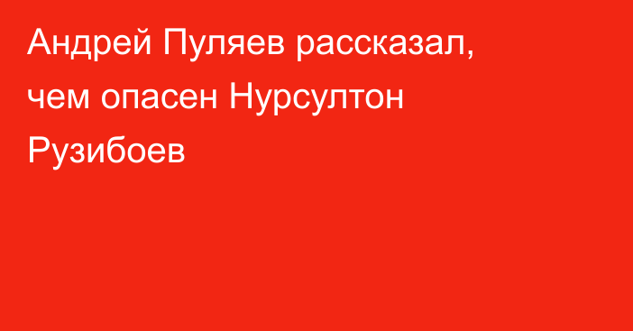 Андрей Пуляев рассказал, чем опасен Нурсултон Рузибоев
