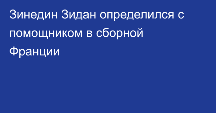 Зинедин Зидан определился с помощником в сборной Франции