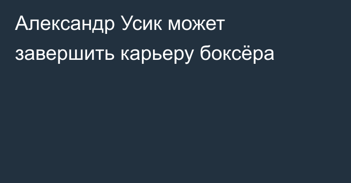Александр Усик может завершить карьеру боксёра