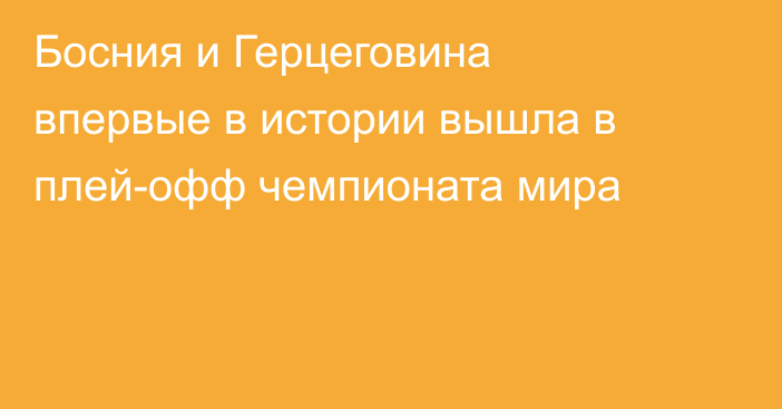 Босния и Герцеговина впервые в истории вышла в плей-офф чемпионата мира