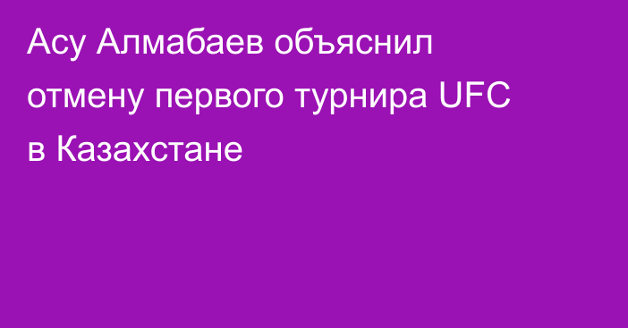 Асу Алмабаев объяснил отмену первого турнира UFC в Казахстане